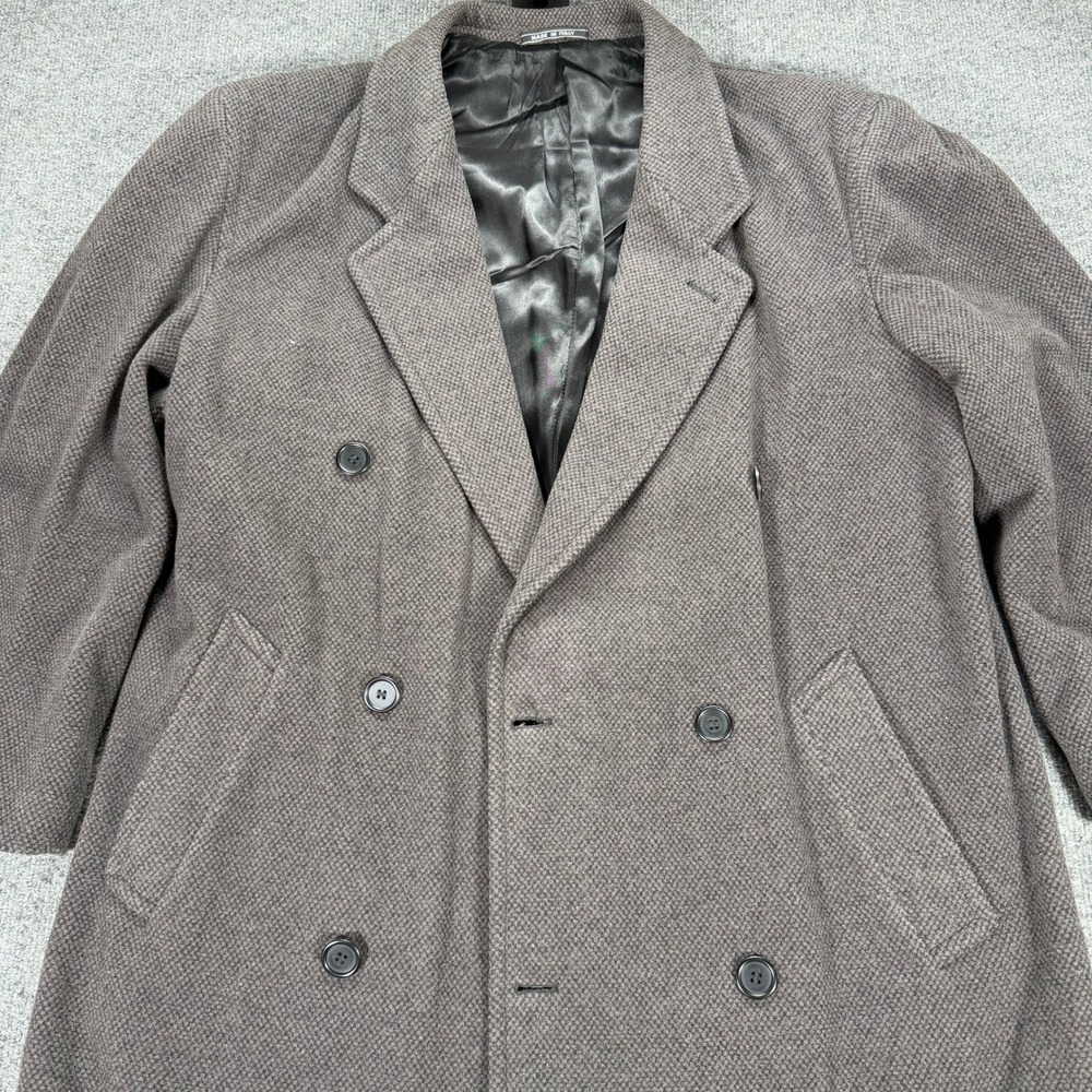 Todays Man Made in Italy Wool Cashmere Blend Double Breasted Overcoat Brown Mens